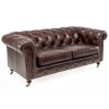 Viadurini Living Klassische Sofas-2- oder 3-Sitzer-Wohnzimmersofa aus Vintage-Leder mit gealterter Wirkung - Stempel