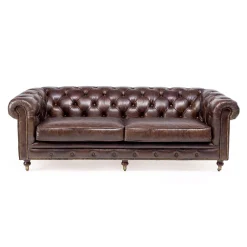 Viadurini Living Klassische Sofas-2- oder 3-Sitzer-Wohnzimmersofa aus Vintage-Leder mit gealterter Wirkung - Stempel