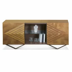 Viadurini Living Sideboards-2- oder 4-türiges Sideboard aus Holz mit Kristallregalen Made in Italy - Gardena