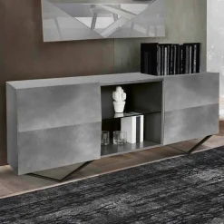 Viadurini Living Sideboards-2- oder 4-türiges Sideboard aus Holz mit Kristallregalen Made in Italy - Gardena