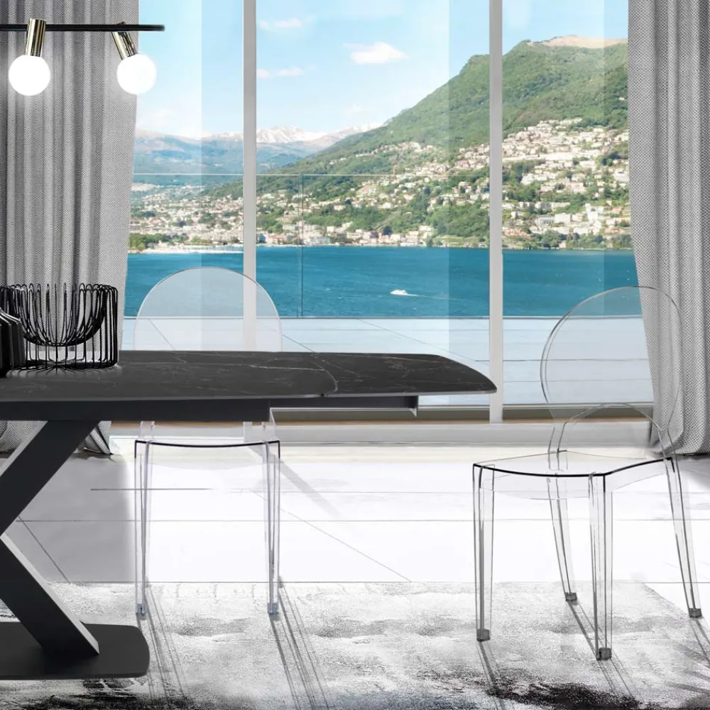 Viadurini Living Moderne Stühle-4 stapelbare Außen- und Innenstühle aus Polycarbonat – Pferd