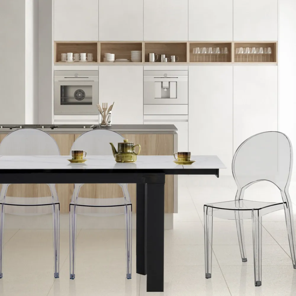 Viadurini Living Moderne Stühle-4 stapelbare Außen- und Innenstühle aus Polycarbonat – Pferd