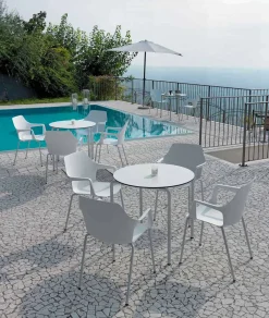 Viadurini in the Garden Gartenstühle Metall-4 stapelbare Außenstühle aus Polypropylen und Metall Made in Italy - Carlene