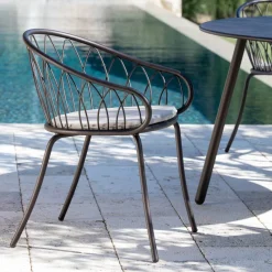 Viadurini in the Garden Metallsessel-2 stapelbare Gartensessel aus Metall und Kissen Made in Italy - Fontana