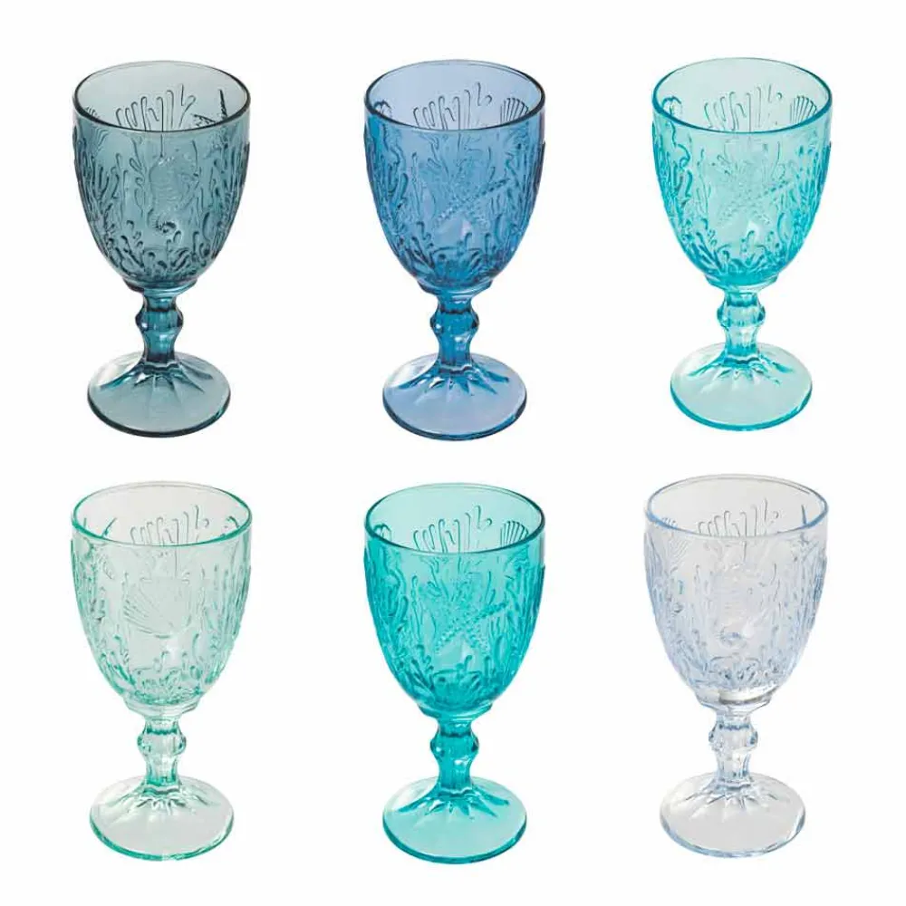 Viadurini Kitchen Weinkelch-12 Stück farbige Wein- oder Wasserglasgläser - Mazara