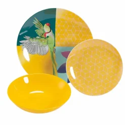 Viadurini Kitchen Teller Set-18 Stück farbiges Design Porzellan und Gres Geschirr Service - Tropycale