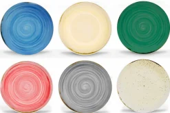 Viadurini Kitchen Teller Set-18 Stück Porzellan farbiger und moderner Teller Teller Service - Rurolo