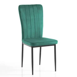 Viadurini Living Moderne Stühle-4 Stühle aus Mikrofaserstoff mit grünem Samteffekt und schwarzem Metall - Kampanien