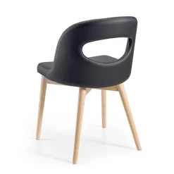 Viadurini Living Design Stühle-2 Stühle aus schwarzem Kunstleder und Beinen aus Eschenholz, hergestellt in Italien – Cupcake