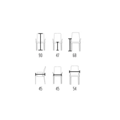 Viadurini Living Design Stühle-2 Stühle mit Armlehnen aus anthrazitfarbenem Leder und goldfarbenem Stahl, hergestellt in Italien – Cadente