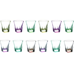 Viadurini Kitchen Italienisches Kristallgeschirr-12 Stk. Eco farbige Kristall-Likörgläser Service - Amalgam