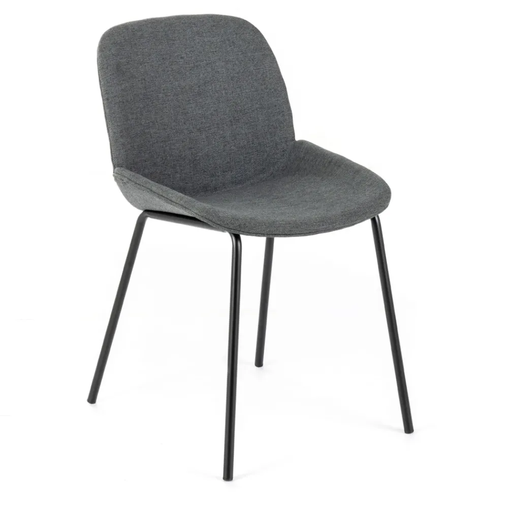 Viadurini Living Moderne Stühle-4 Stoffstühle, Polypropylenstruktur und Metallbeine – Patchulli