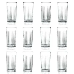 Viadurini Kitchen Italienisches Kristallgeschirr-12 Tumbler Tall Highball Gläser aus verziertem Öko-Kristall - Senzatempo