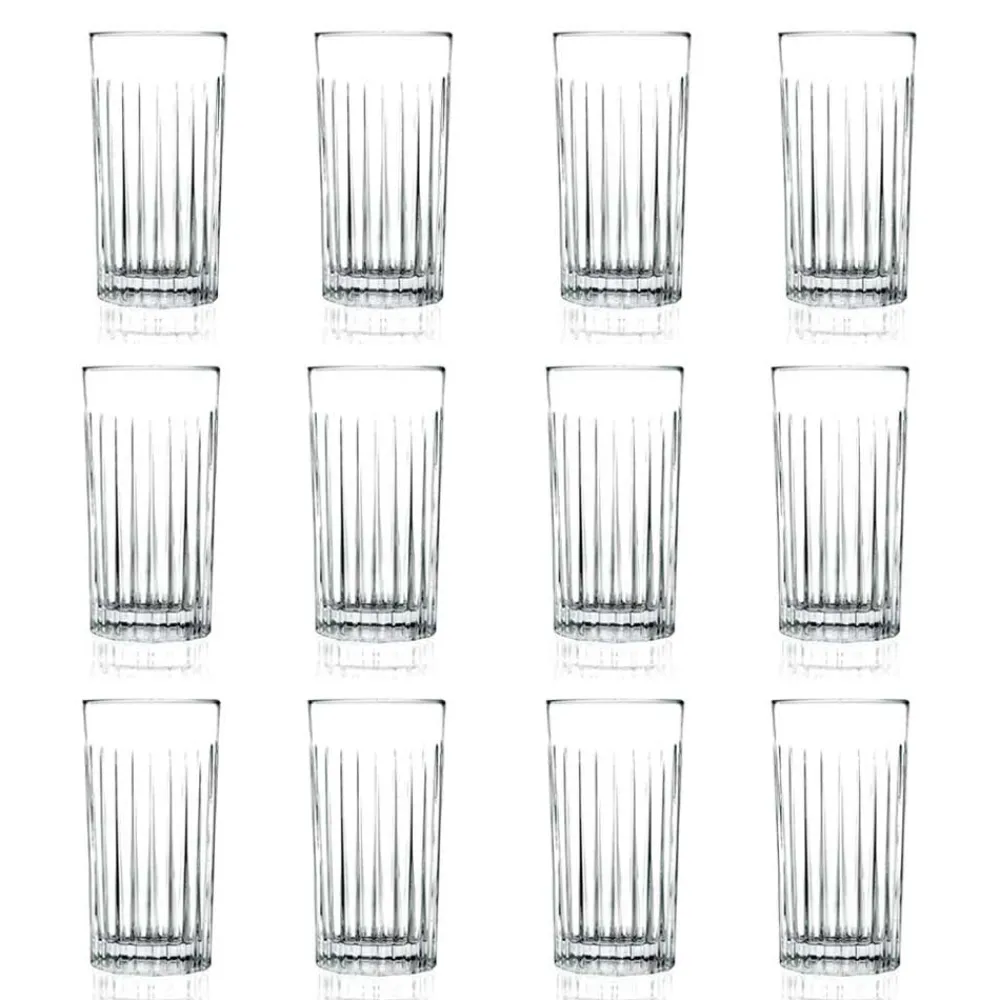 Viadurini Kitchen Italienisches Kristallgeschirr-12 Tumbler Tall Highball Gläser aus verziertem Öko-Kristall - Senzatempo