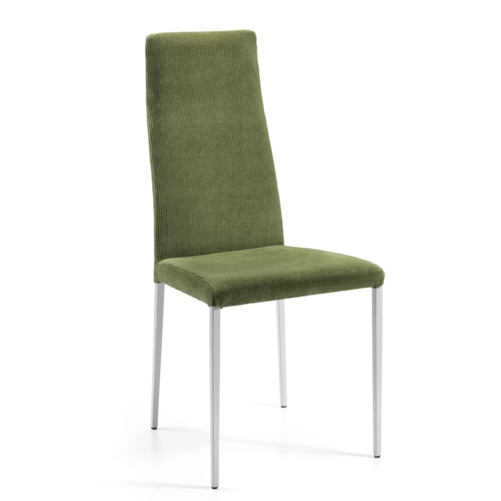 Viadurini Living Design Stühle-2 Wohnzimmerstühle aus grünem Stoff und silbernen Beinen, hergestellt in Italien – Owlet