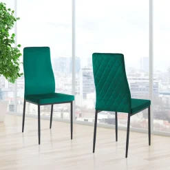 Viadurini Living Moderne Stühle-6 Wohnzimmerstühle aus Mikrofaserstoff mit grünem Samteffekt - Kalabrien