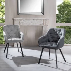 Viadurini Living Moderne Stühle-4 Wohnzimmerstühle mit Stoffsitz und Metallstruktur – Obst