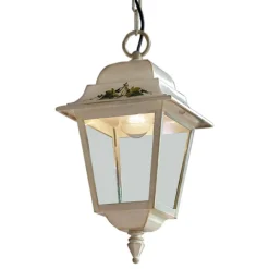 Ferroluce Design Beleuchtung-Abgehängte Außenlampe aus weißem Aluminium und handgefertigter Dekoration - Gorizia