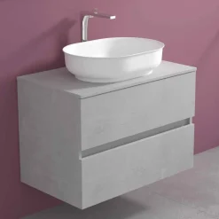 Viadurini Bathroom Badmöbel Hängend-Abgehängte Badezimmermöbel mit ovalem Waschbecken, modernes Design - Cesiro