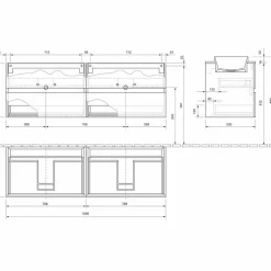 Viadurini Bathroom Badmöbel Hängend-Abgehängte Badezimmermöbel mit doppelt eingebautem Waschbecken, modernes Design - Dumbo