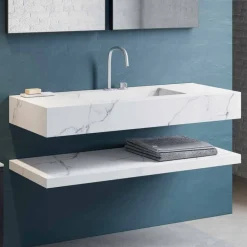 Viadurini Bathroom Badmöbel Hängend-Abgehängte Badezimmermöbel Komposition 2 aus hochwertigem Steinzeug Made in Italy - Rampina