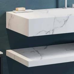 Viadurini Bathroom Badmöbel Hängend-Abgehängte Badezimmermöbel Komposition 2 aus hochwertigem Steinzeug Made in Italy - Rampina