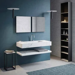 Viadurini Bathroom Badmöbel Hängend-Abgehängte Badezimmermöbel Komposition 2 aus hochwertigem Steinzeug Made in Italy - Rampina