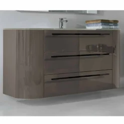 Viadurini Bathroom Badmöbel Hängend-Abgehängte Badezimmerschrank 3 Schubladen + 2 Holztüren Happy, integrierte Spüle