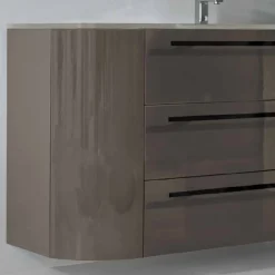 Viadurini Bathroom Badmöbel Hängend-Abgehängte Badezimmerschrank 3 Schubladen + 2 Holztüren Happy, integrierte Spüle