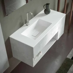 Viadurini Bathroom Badmöbel Hängend-Abgehängter Badezimmerschrank mit integriertem Waschbecken, modernes Design, 4 Oberflächen - Pistillo
