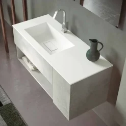 Viadurini Bathroom Badmöbel Hängend-Abgehängter Badezimmerschrank mit integriertem Waschbecken, modernes Design, 4 Oberflächen - Pistillo
