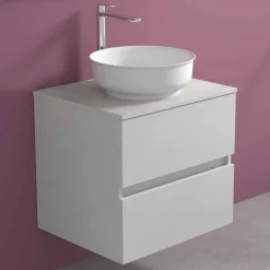 Viadurini Bathroom Badmöbel Hängend-Abgehängter Badezimmerschrank mit rundem Waschtisch, modernes Design - Dumbo