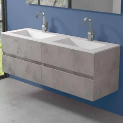 Viadurini Bathroom Badmöbel Hängend-Abgehängter Badezimmerschrank mit Doppelwaschbecken, modernes Design in 4 Ausführungen - Doublet