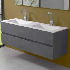 Viadurini Bathroom Badmöbel Hängend-Abgehängter Badezimmerschrank mit Doppelwaschbecken, modernes Design in 4 Ausführungen - Doublet