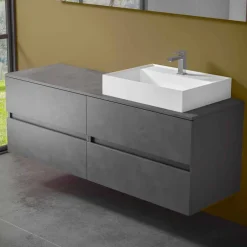 Viadurini Bathroom Badmöbel Hängend-Abgehängter Badezimmerschrank mit Design Resin Countertop Washbasin - Alchimeo