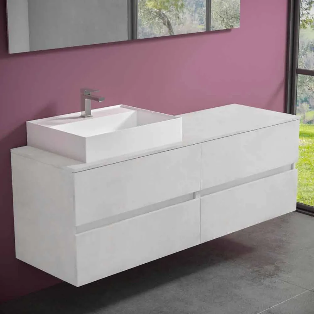 Viadurini Bathroom Badmöbel Hängend-Abgehängter Badezimmerschrank mit Design Resin Countertop Washbasin - Alchimeo
