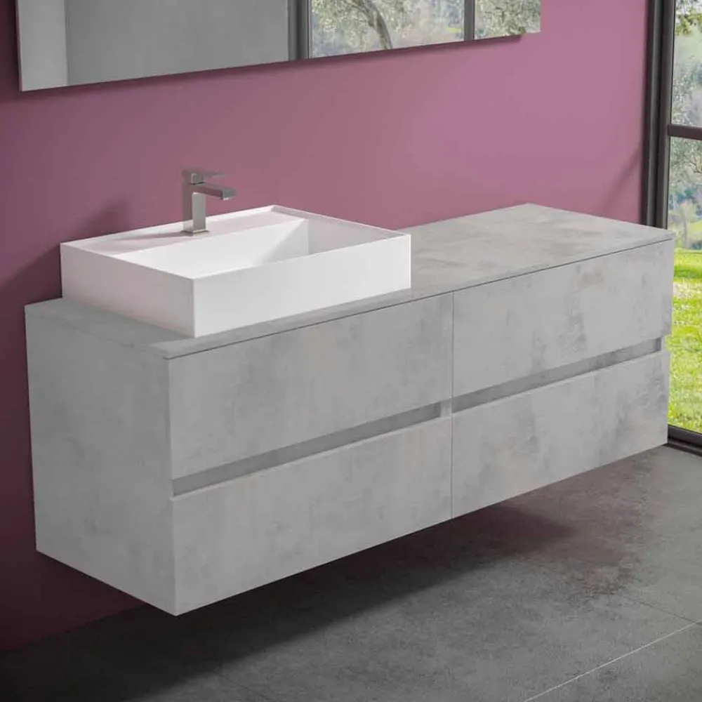 Viadurini Bathroom Badmöbel Hängend-Abgehängter Badezimmerschrank mit Design Resin Countertop Washbasin - Alchimeo
