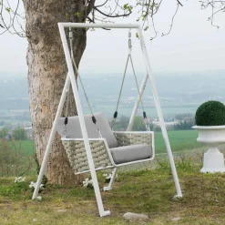 Viadurini in the Garden Gartenideen-Aluminium Gartenschaukel und Sitz mit wasserabweisenden Kissen - Strand