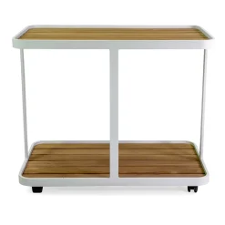 Viadurini in the Garden Gartenideen-Aluminium-Trolley in verschiedenen Ausführungen mit Rädern und Teakholzplatte - Tent