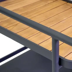 Viadurini in the Garden Gartenideen-Aluminium-Trolley in verschiedenen Ausführungen mit Rädern und Teakholz-Details - Tent