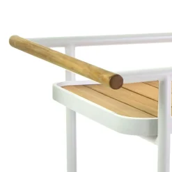 Viadurini in the Garden Gartenideen-Aluminium-Trolley in verschiedenen Ausführungen mit Rädern und Teakholz-Details - Tent