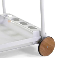 Viadurini in the Garden Gartenideen-Aluminium-Trolley in verschiedenen Ausführungen mit Rädern und Teakholz-Details - Tent