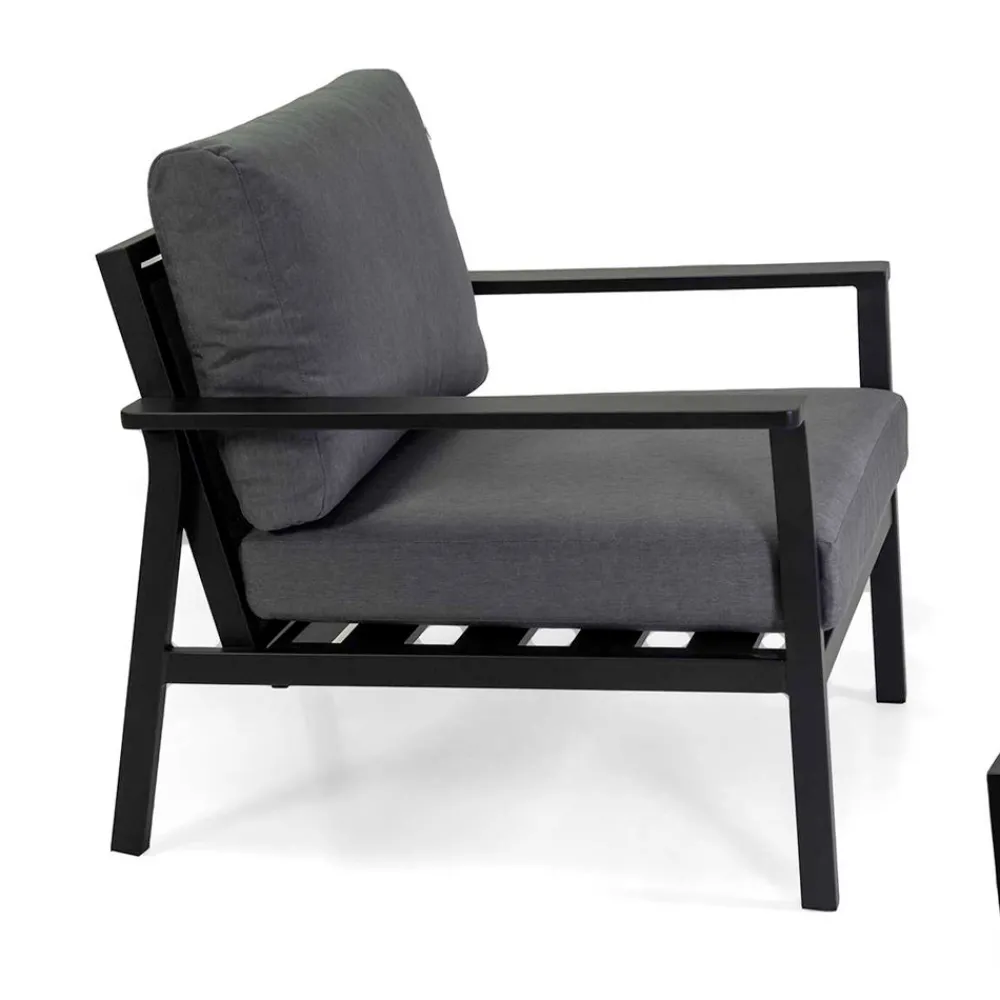 Viadurini in the Garden Garten Lounge Set-Anthrazitfarbenes Aluminium-Wohnzimmer mit anthrazitfarbenen Stoffkissen - Villaggio