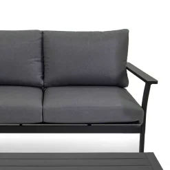 Viadurini in the Garden Garten Lounge Set-Anthrazitfarbenes Aluminium-Wohnzimmer mit anthrazitfarbenen Stoffkissen - Villaggio