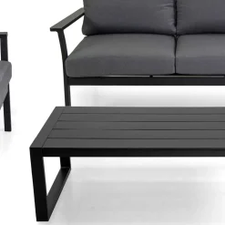 Viadurini in the Garden Garten Lounge Set-Anthrazitfarbenes Aluminium-Wohnzimmer mit anthrazitfarbenen Stoffkissen - Villaggio