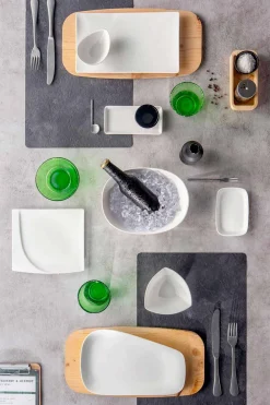 Viadurini Kitchen Teller Set-Aperitif Service 12 Stück moderne weiße Porzellan-Design-Platten - Nalah