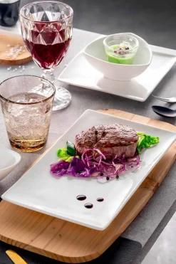 Viadurini Kitchen Teller Set-Aperitif Service 12 Stück moderne weiße Porzellan-Design-Platten - Nalah