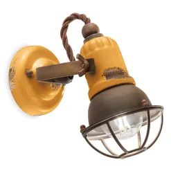 Ferroluce Wandleuchte Industrial-Applikations-Spotlight im Industriestil, handgefertigt aus Eisen und Keramik – Loft