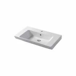 Viadurini Bathroom Keramikwaschbecken-Arbeitsplatte und Wandeinsatz aus weißem oder farbigem Keramik-Maida