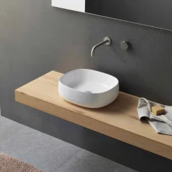 Viadurini Bathroom Keramikwaschbecken-Arbeitsplatte Waschbecken in weißer Keramik Modern Oval Design - Tune3